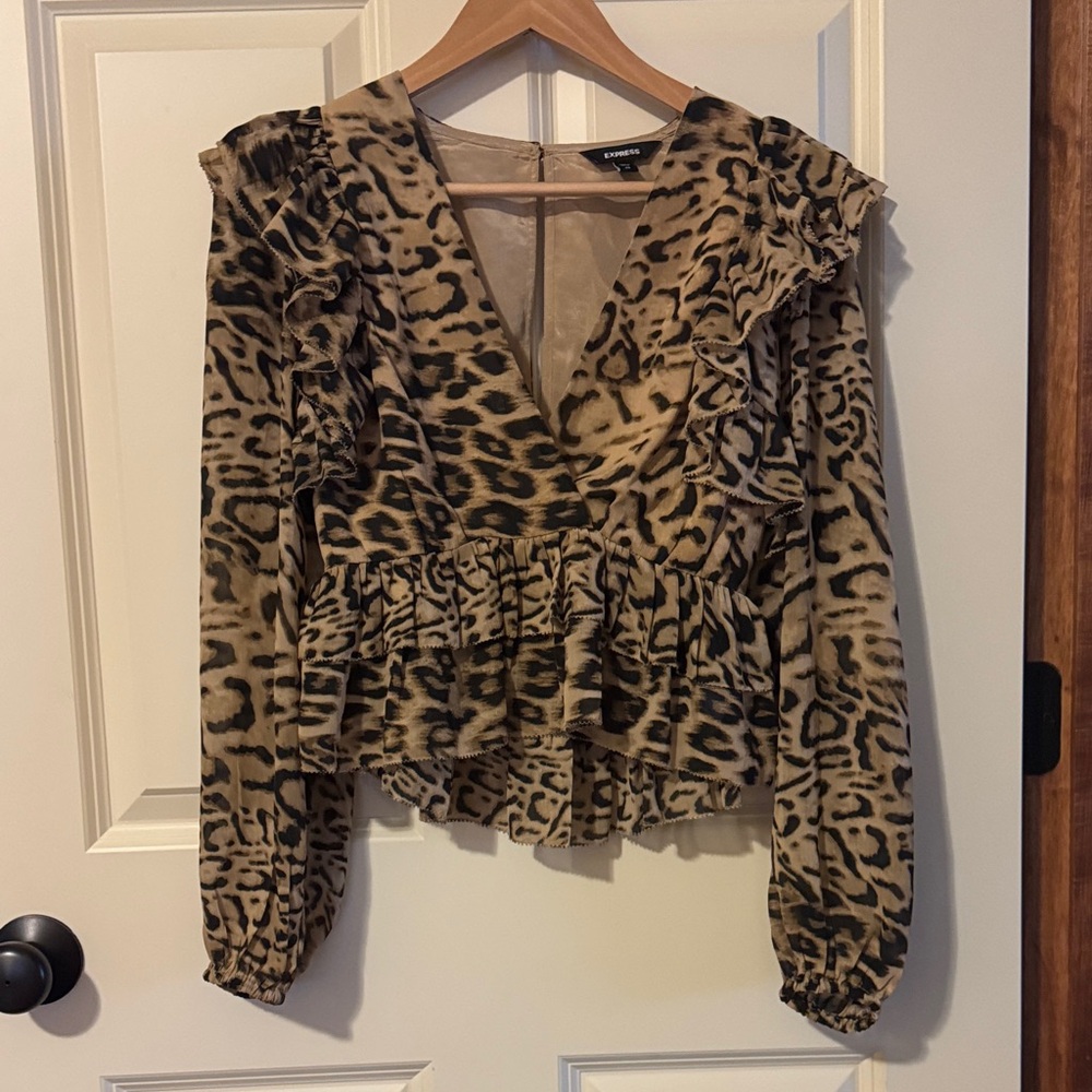 Express Animal Print V-Neck Blouse